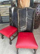 Black grey cowhide and red leather seat western luxury dining chairs 