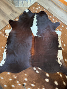 Brown, copper and white Brazilian Cowhide Rug - Your Western Decor