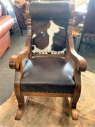 Cattle Baron Cowhide and Leather Rocking Chair made in the USA - Your Western Decor