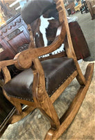 Cattle Baron Cowhide and Leather Rocking Chair made in the USA - Your Western Decor