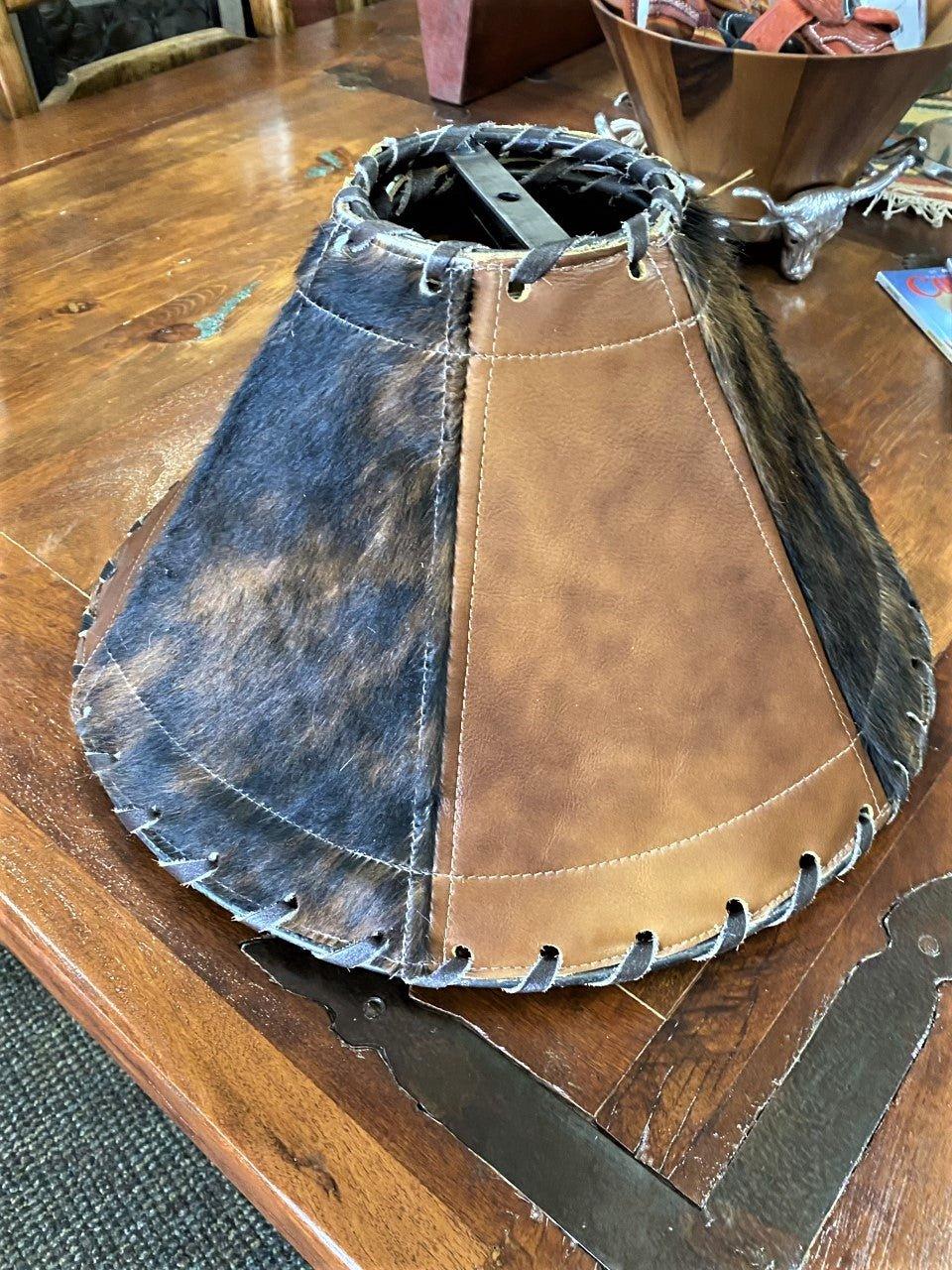 Custom handmade Brindle Cowhide & Leather Lamp Shade - Your Western Decor