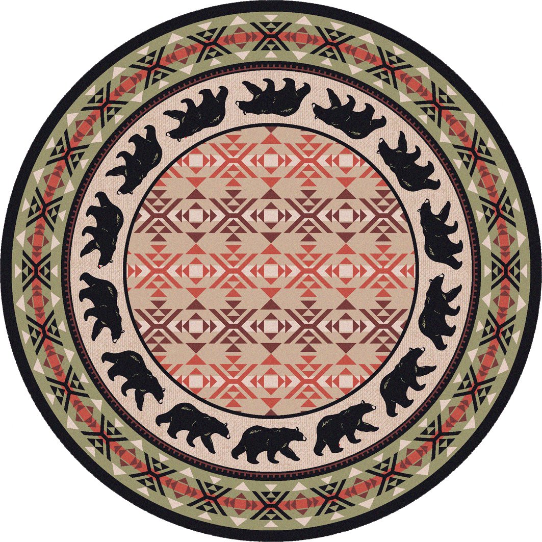 Strolling black bear round area rug made in the USA - Your Western Decor - Your Western Decor