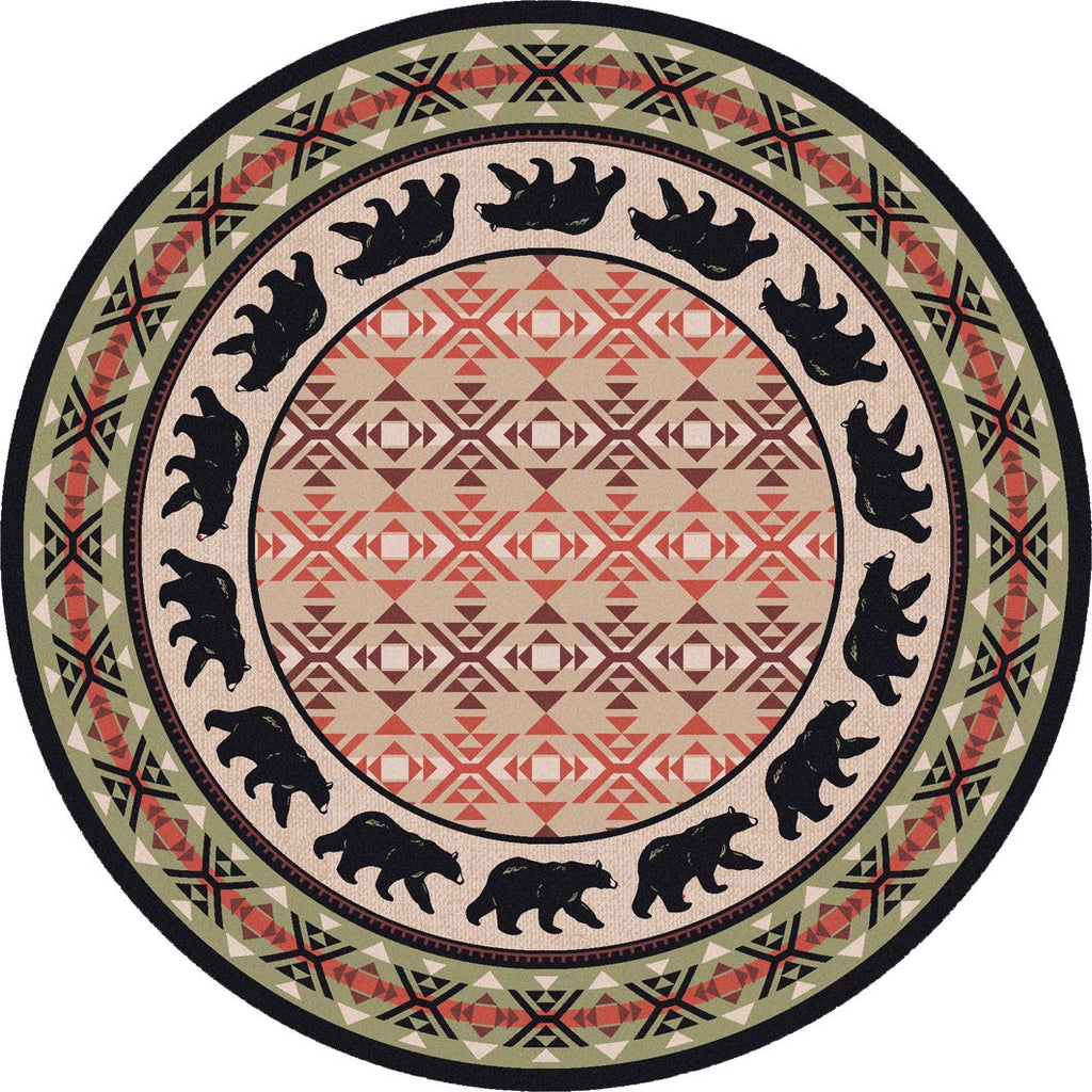 Strolling black bear round area rug made in the USA - Your Western Decor - Your Western Decor