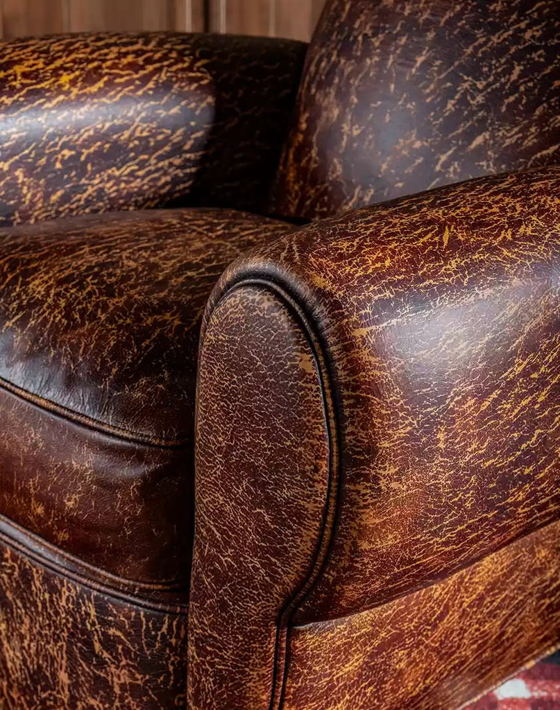 Crackled Leather Cigar Chair - Your Western Decor