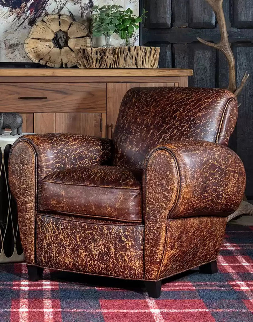 Crackled Leather Cigar Chair - Your Western Decor