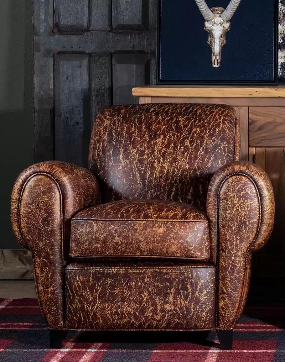 Crackled Leather Cigar Chair - Your Western Decor