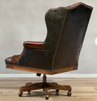 Custom made red leather office chair with croc embossed leather surround, made in the USA - Your Western Decor