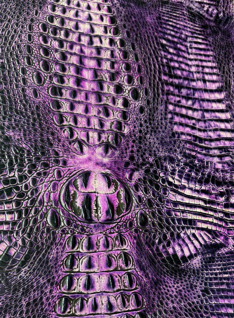 Croc Purple Flamingo Embossed Leather | Your Western Decor