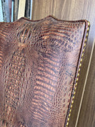 Brown croc embossed leather and nail trim detail on executive western office chair 