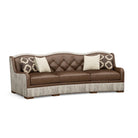 Custom made curved tufted leather sofa