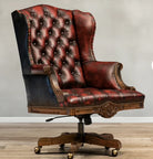 Custom leather tufted office chair made in the USA - Your Western Decor