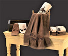 Embroidered cutting horse, rider and cows bath towels in mocha. Your Western Decor