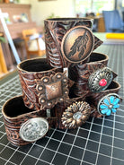 Custom made Dallas Embossed Leather Napkin Rings by Your Western Decor