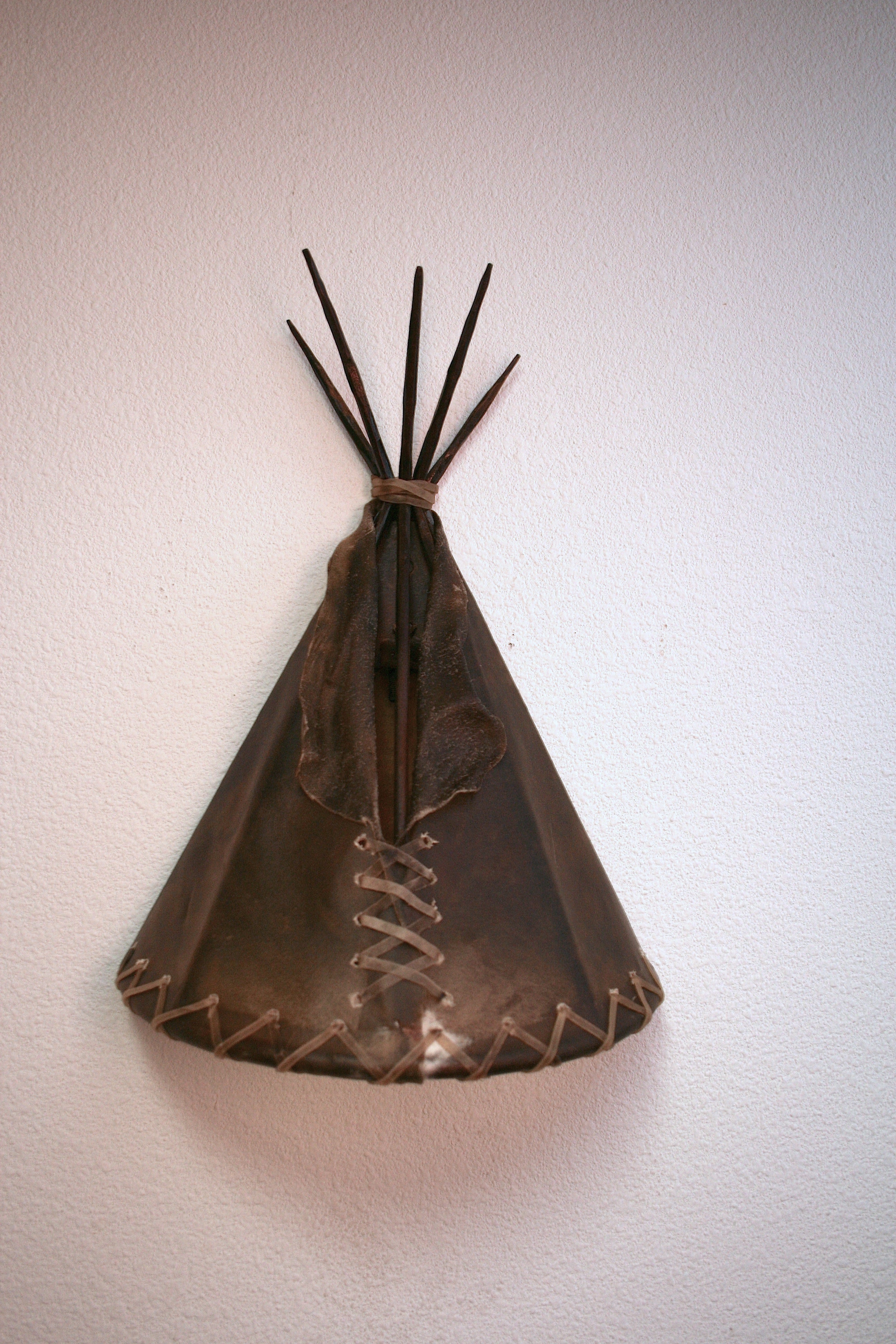 native inspired tipi wall sconce rawhide and iron southwestern cabin lighting