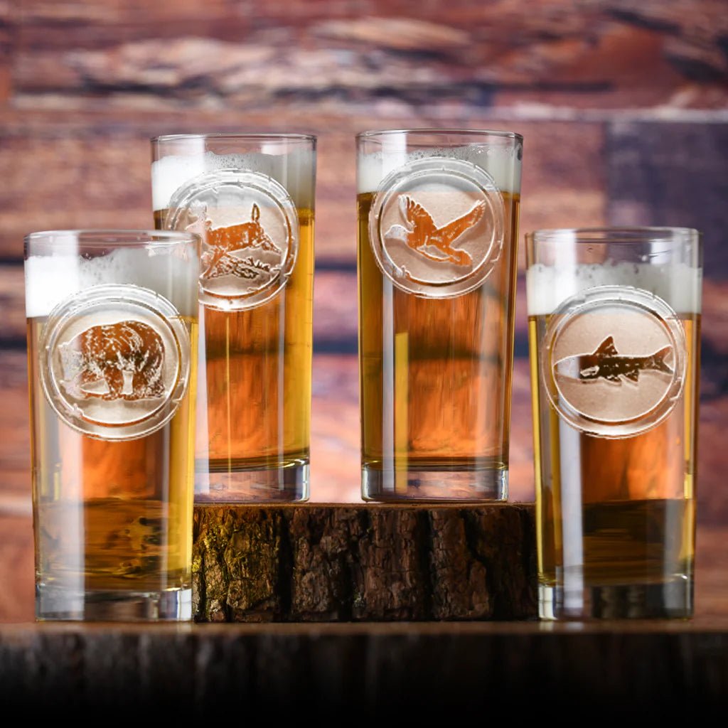 Wildlife Deep Carved Highball Glasses made in the USA - Your Western Decor