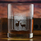 Deer in Trees Deep Sand Carved Rocks Glasses - made in the USA - Your Western Decor