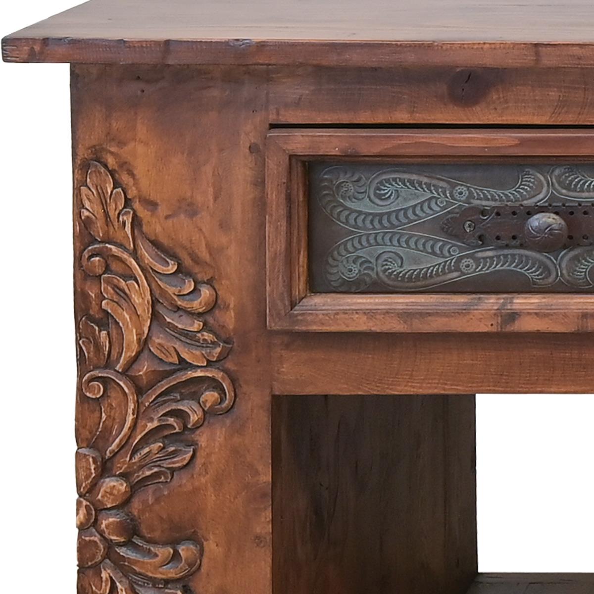 Custom made oversize Delaware Western Kitchen Island with leather drawer panels - Your Western Decor