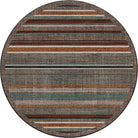 American made Desert Hues 8' Round Area Rug in stripes of browns, white, green, grey, and terra cotta - Your Western Decor