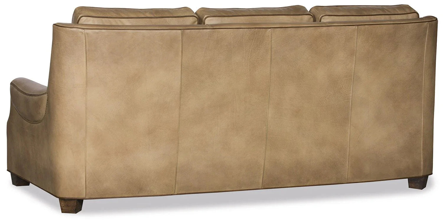 Hand wiped leather sofa back 