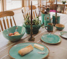 Desert Patina turquoise ceramic dinnerware set and canisters 