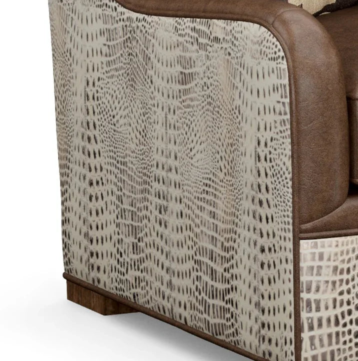 Close up of ivory croc leather sofa