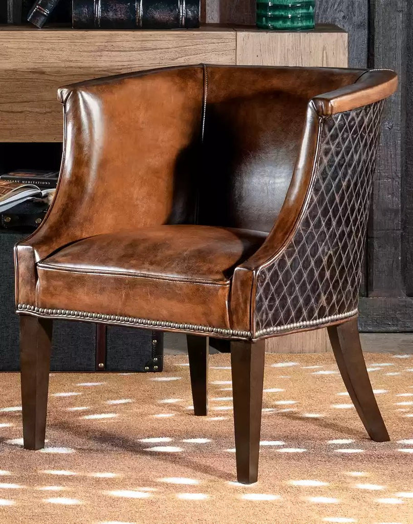 American Made Diamond Leather Accent Chair - Your Western Decor