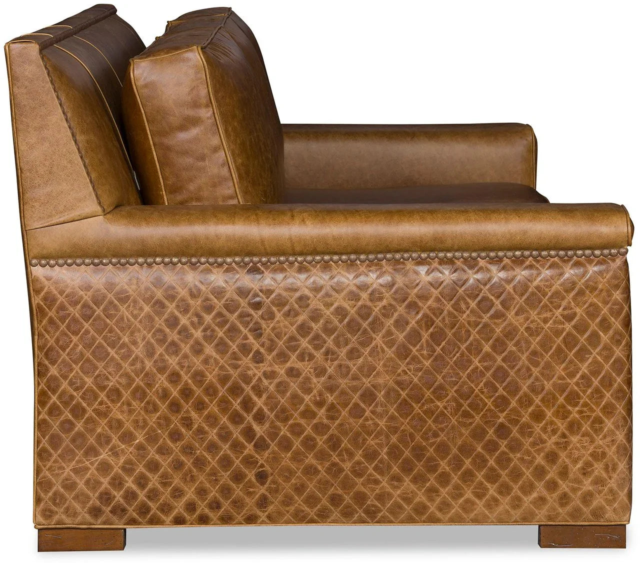 luxury western leather sofa with diamond stitch panels lodge style interior