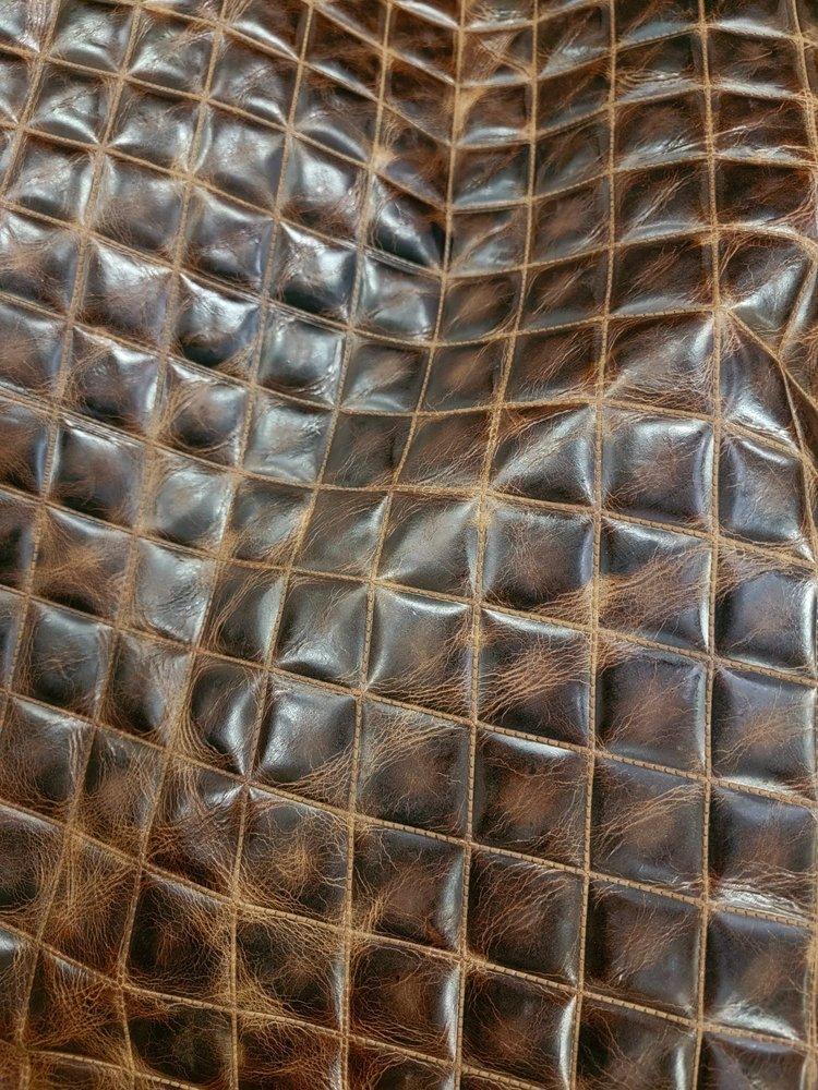 Diamond Stitch Walnut Embossed Leather - Your Western Decor