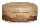 Tan and brown western leather ottoman made in the USA - Your Western Decor