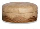 Tan and brown western leather ottoman made in the USA