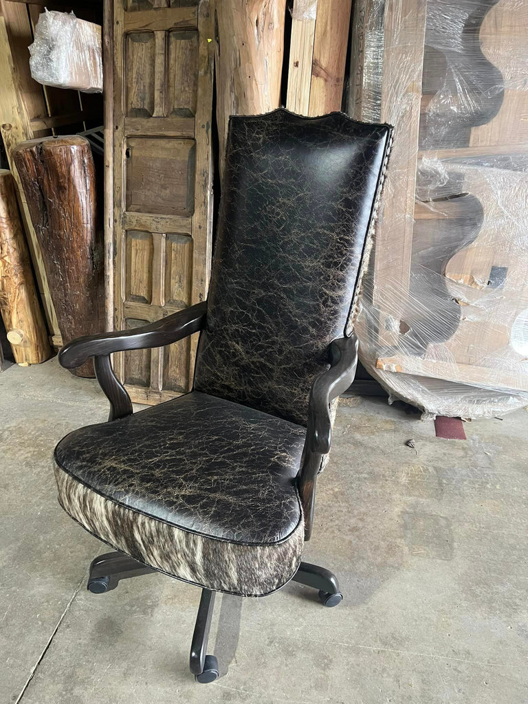 Rustic Distressed Leather Office Chair - Your Western Decor