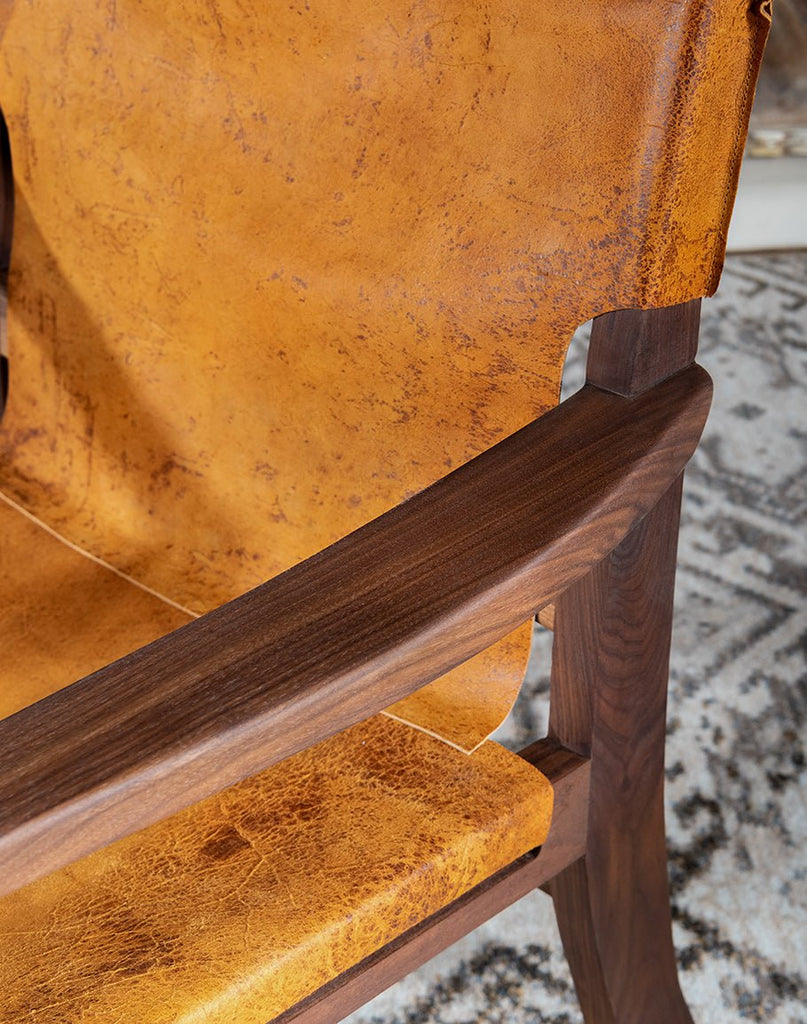 Distressed Leather Sling Chair Arm - Your Western Decor