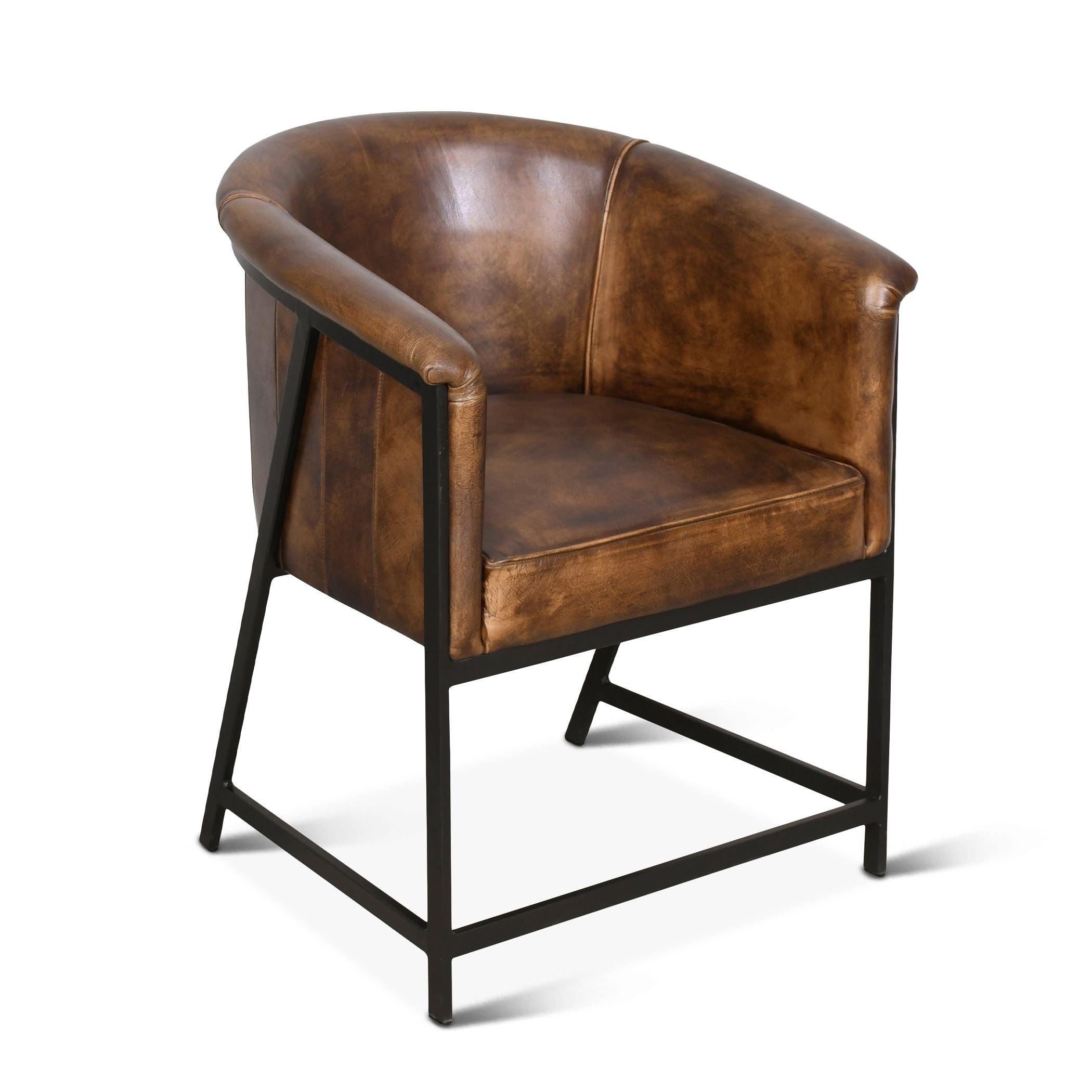 Distressed Whiskey Leather Guest Chair - Your Western Decor