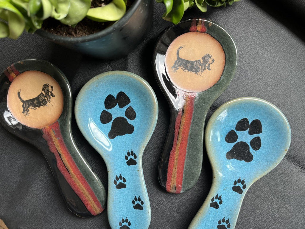 Dog imagery glazed ceramic spoon rests handmade in the USA - Your Western Decor