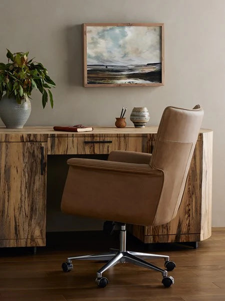 Driftwood Leather Desk Chair modern rustic style - Your Western Decor