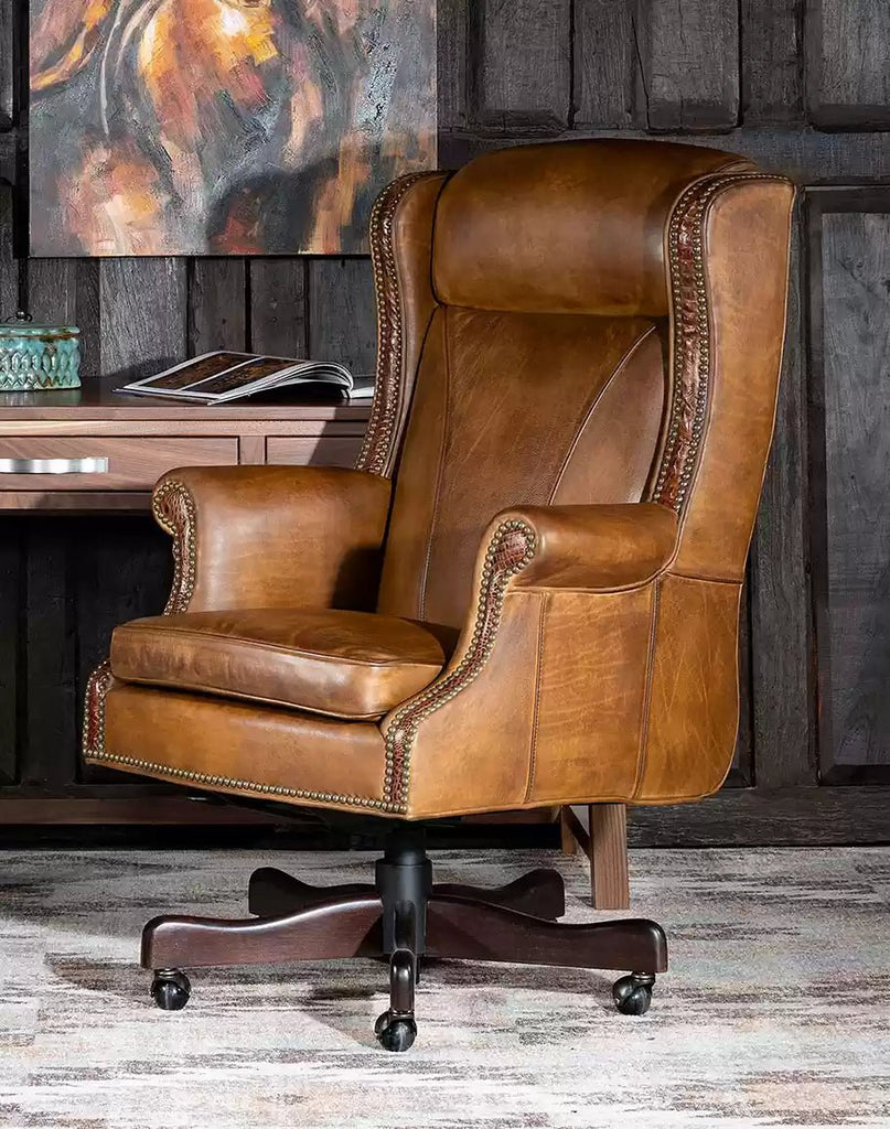 American made Duncan Saddle Leather Office Chair - Your Western Decor
