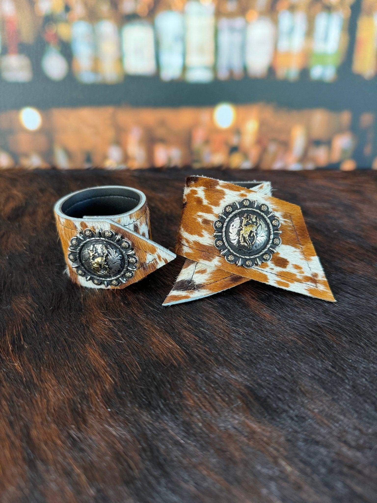 Best of the West Cowhide Western Napkin Rings with western conchos - Your Western Decor