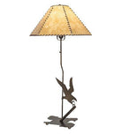 rustic eagle table lamp western lighting with rawhide shade for ranch home decor