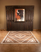 Snow Tee Bison Framed Art and Earth Rim Shot Area Rug all made in the USA - Your Western Decor