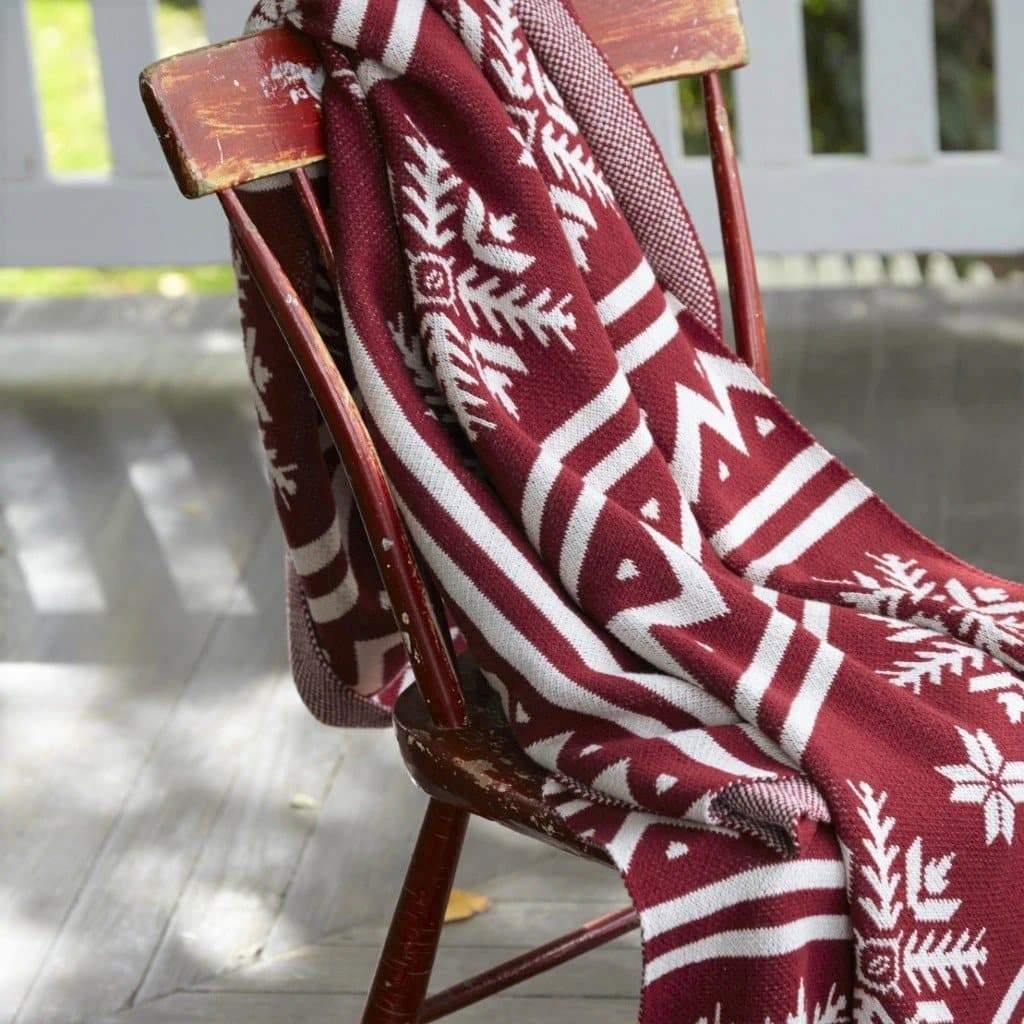 Eco West Red Woven Throw, recycled cotton, 50"x60". Made in the USA throw blanket. Your Western Decor