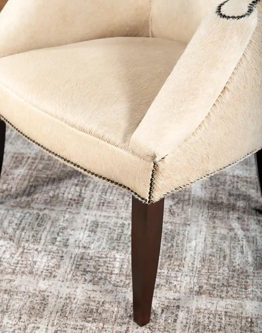 American made Elegant Ivory Cowhide Accent Chair - Your Western Decor