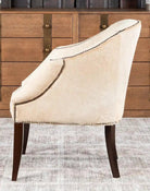 American made Elegant Ivory Cowhide Accent Chair side - Your Western Decor