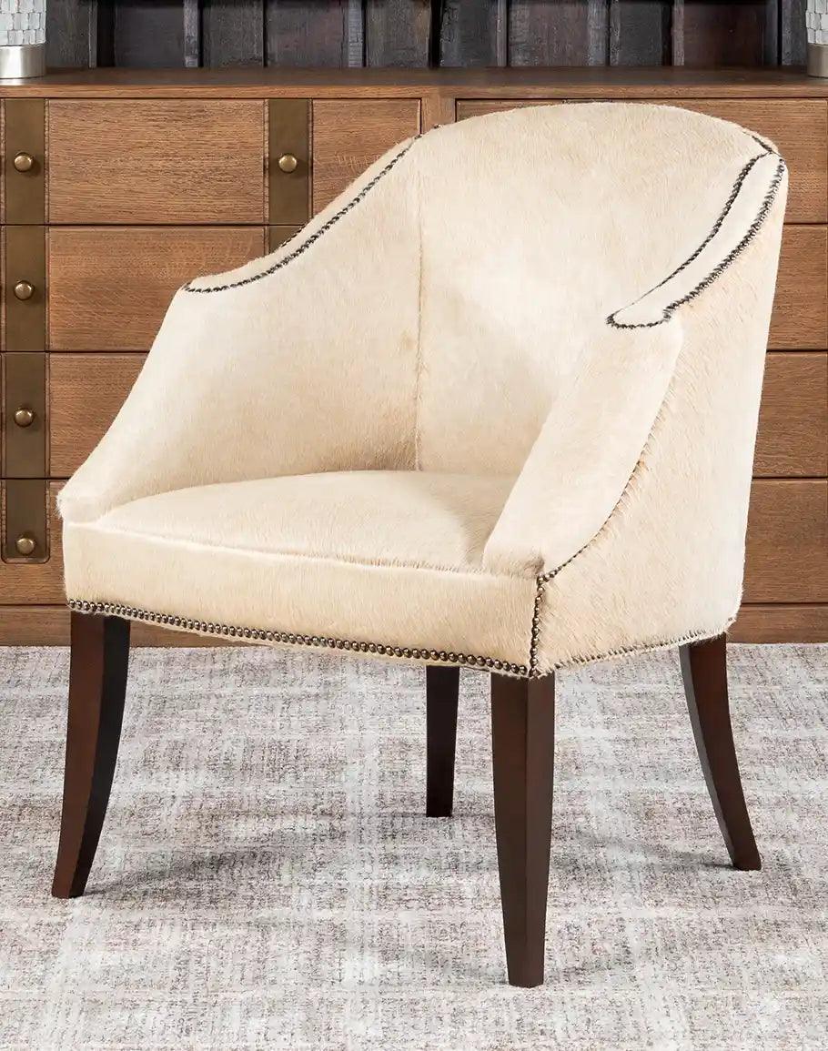 American made Elegant Ivory Cowhide Accent Chair - Your Western Decor