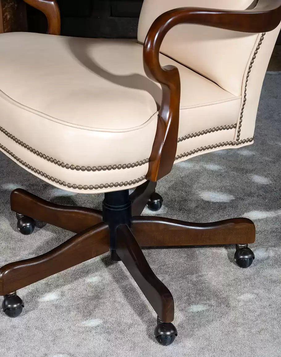 American made Elegant Ivory Leather Desk Chair - Your Western Decor