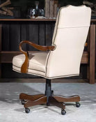 American made Elegant Ivory Leather Desk Chair - Your Western Decor