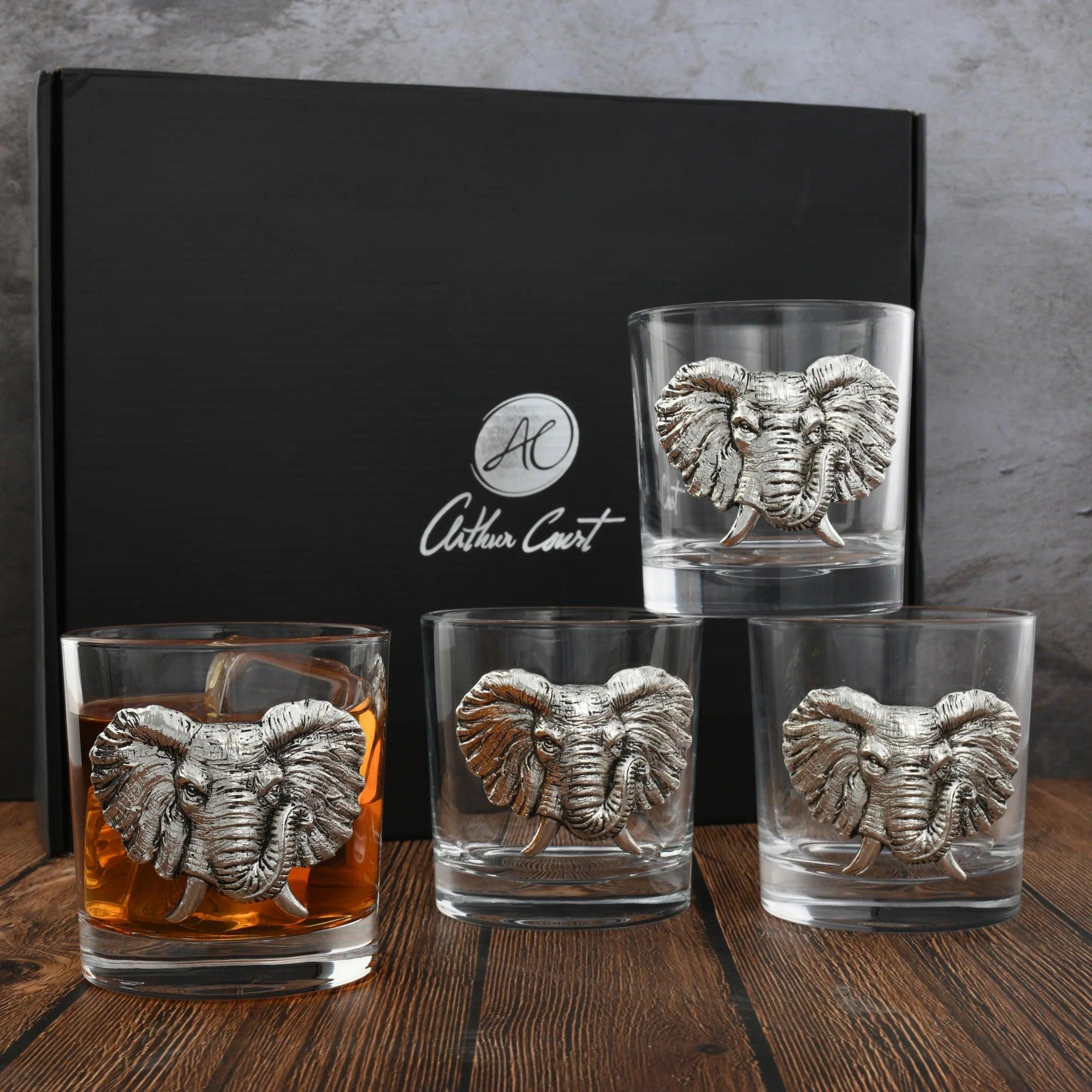 Elephant Theme Whiskey Glass Set - Your Western Decor