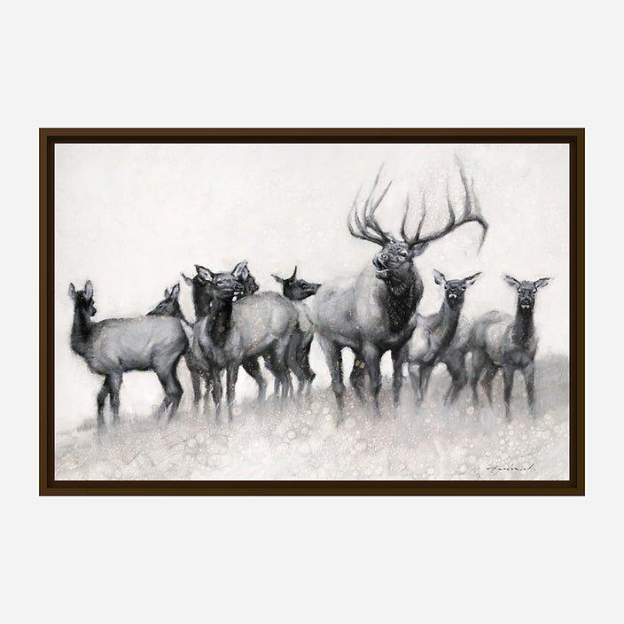 Elk canvas art with brown frame - Your Western Decor