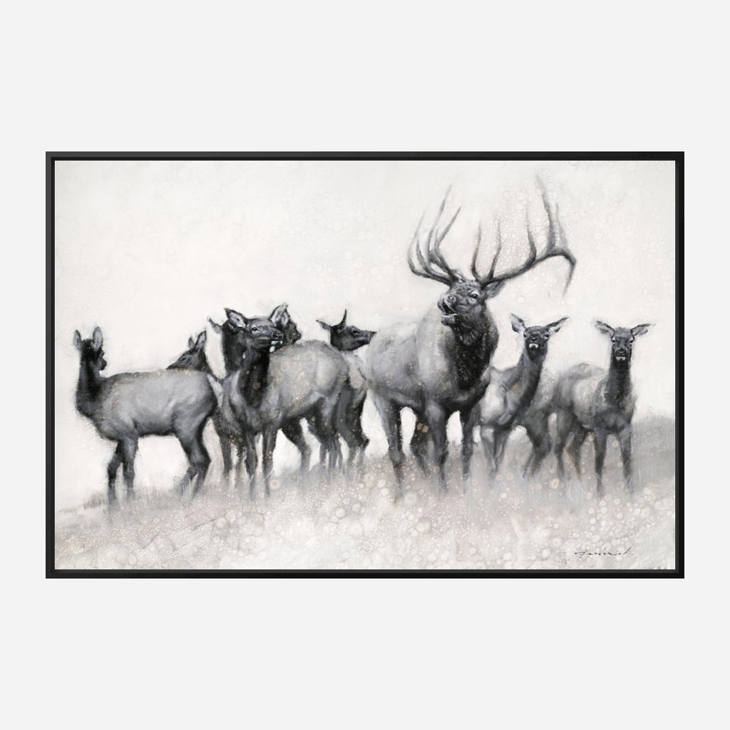 Calling in the Season - Framed Elk Canvas Art - Your Western Decor
