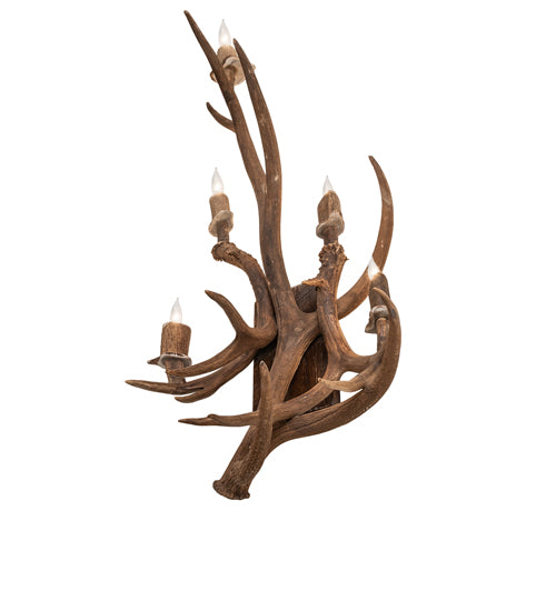 Mule deer and elk antler wall sconce