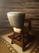 tufted beige leather counter stool with floral embossed back - Your Western Decor